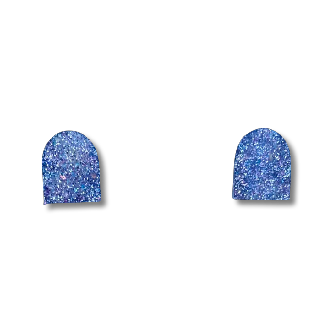 Blue glitter studs - earrings