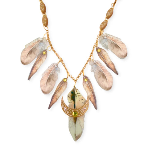 Golden feather moon - Necklace