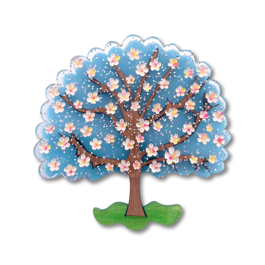 White Cherry Blossom tree - Brooch