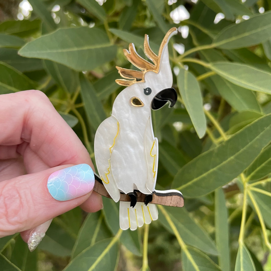 Sulphur-crested cockatoo - Brooch