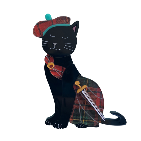 Red Kilted Kitty - Brooch